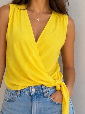 ZARA Yellow Wrap Top